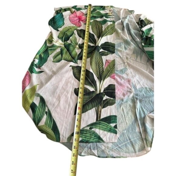 Tropical Leaf Print Kimono Cardigan 1XL/G1 Open Front Lightweight Cover-Up - Picture 3 of 8